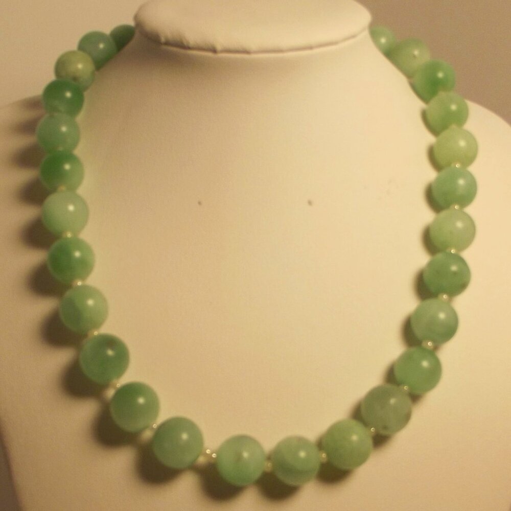 Vintage Aventurine or Aquamarine Stone Choker Necklace